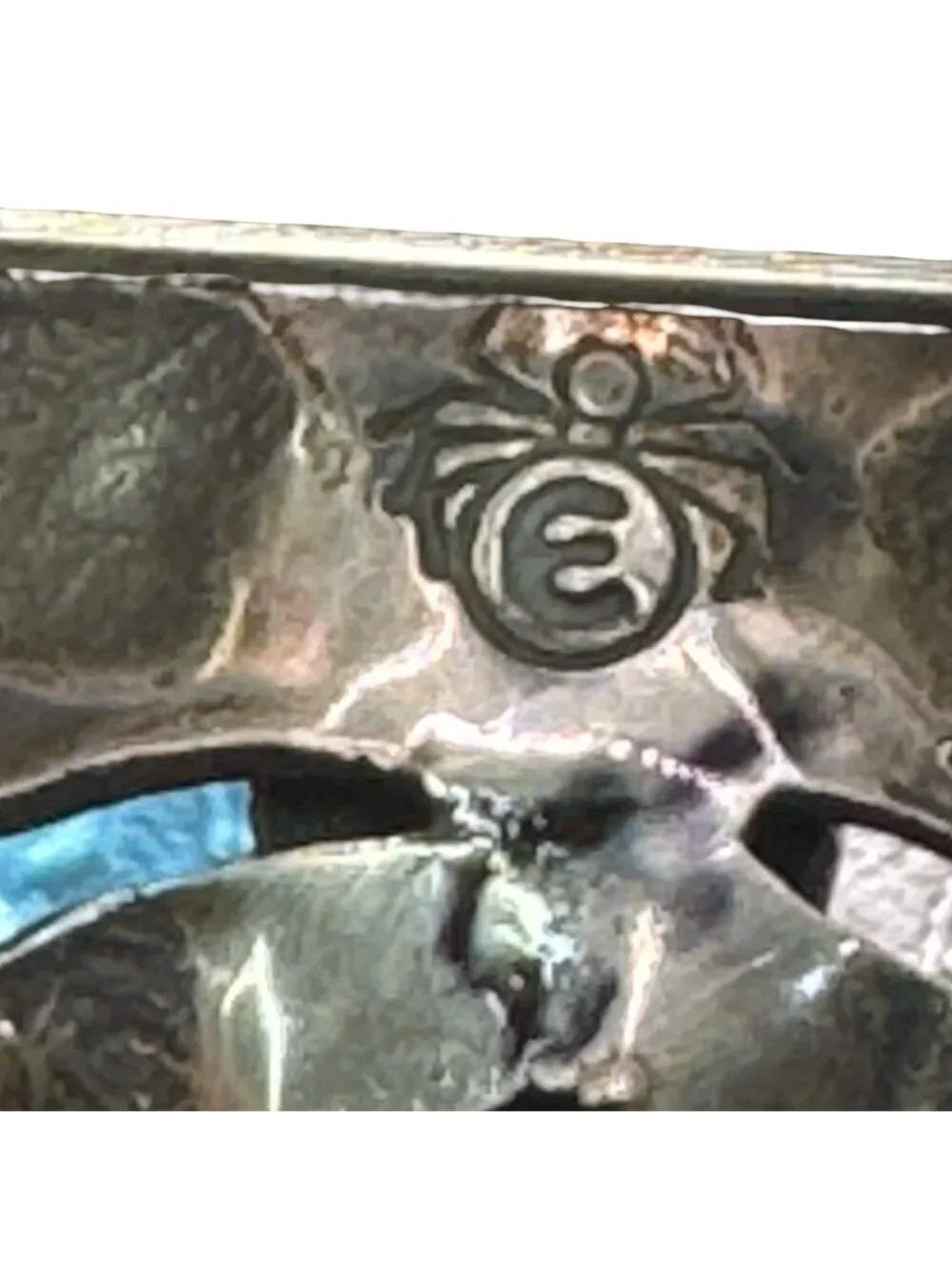 Joe Eby Sterling Silver Butterfly Pin Kingman Turquoise Anglo Spider Mark 2" Vtg - Picture 5 of 11